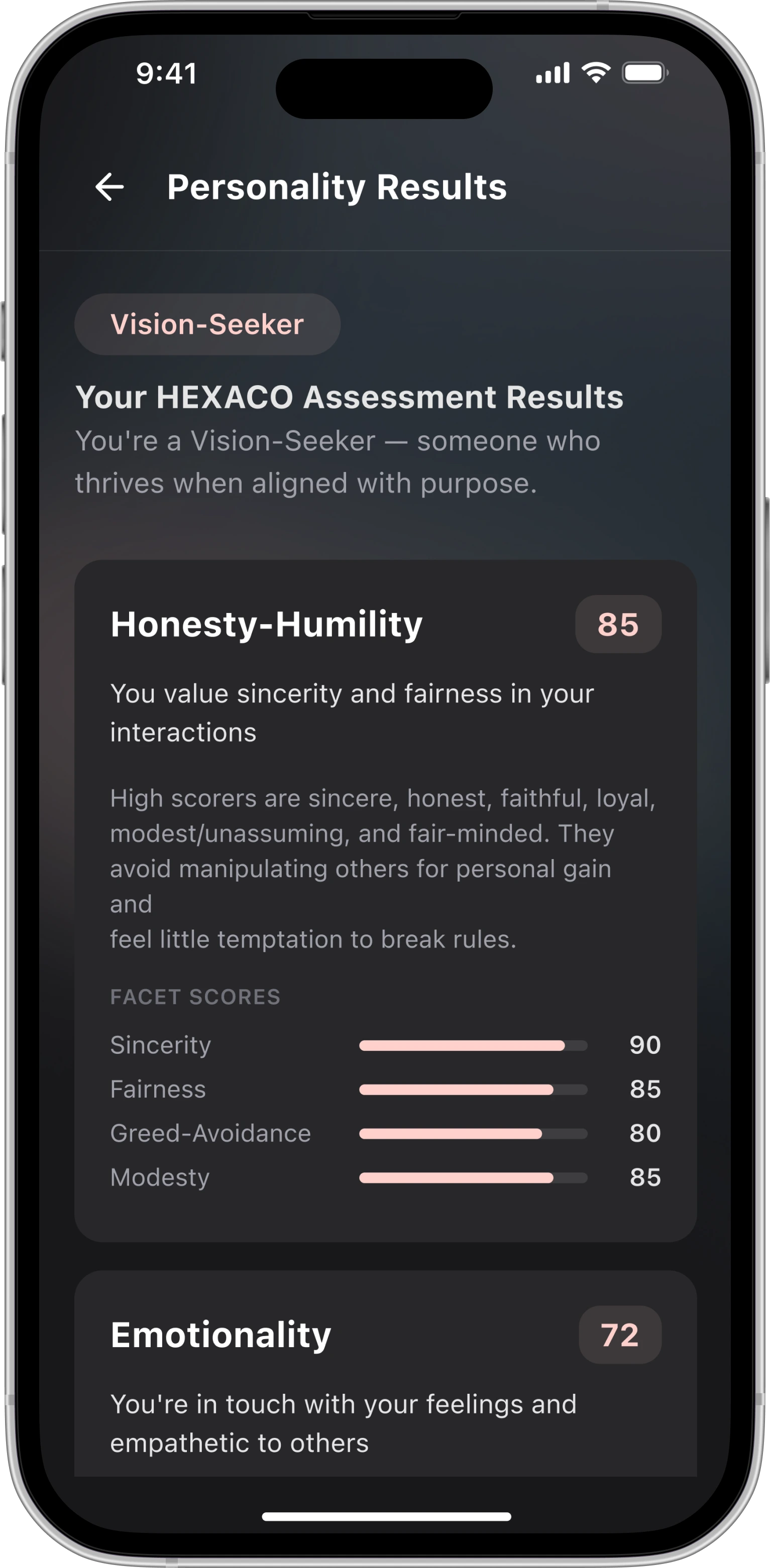Learn about Yourself interface